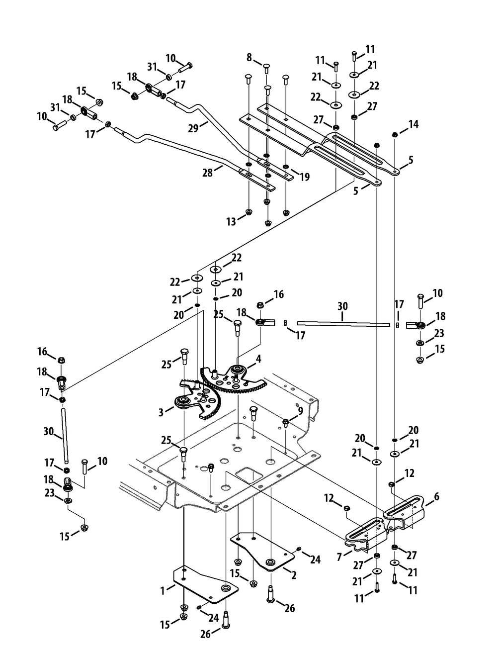 Steering Linkage Diagram and Parts List for RZT-S42 (17AFCBDS010-17AFCBDS056-17WFCBDS010-17WFCBDS056)(2013) Cub Cadet Lawn Tractor